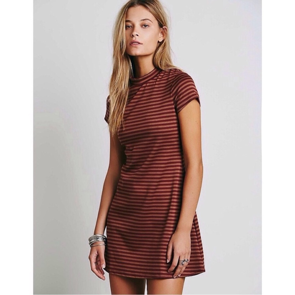 Free People FP Beach Mock Neck striped On the Line mini dress XS